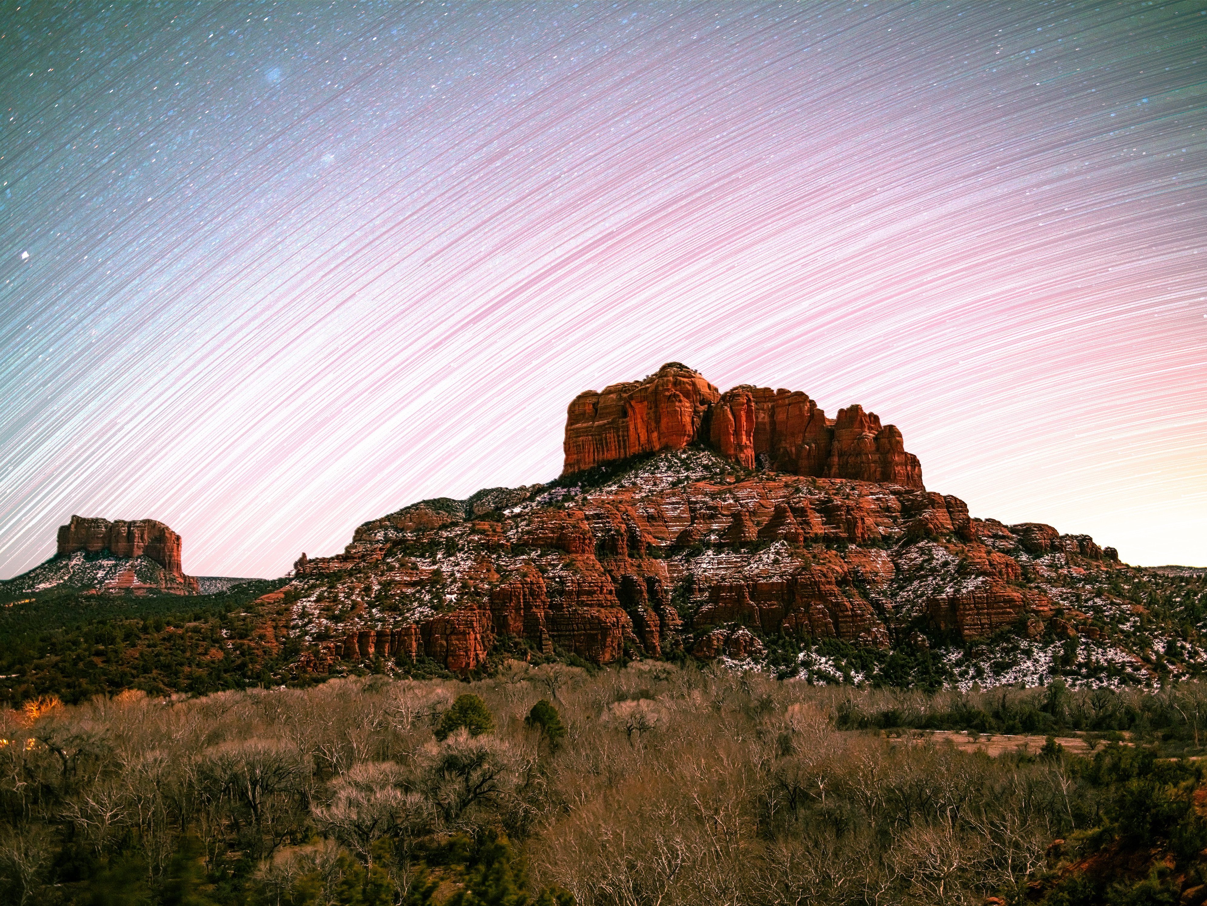 Cathedral Rock, Sedona, Arizona, passing under time. 